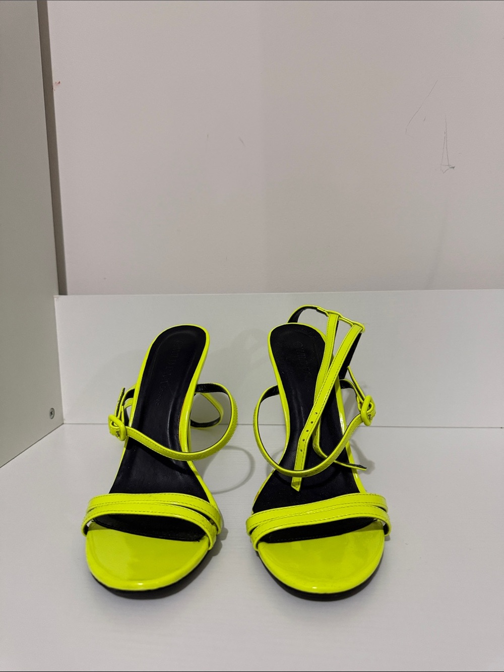 Neon Yellow Strappy Stiletto Heels - Women's Sandals